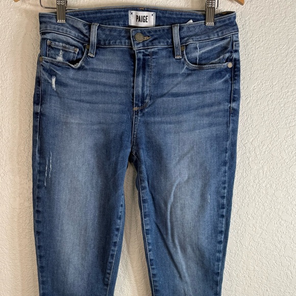 PAIGE Verdugo Ankle Flo Destructed Blue Denim Jeans Size 29 Casual Classic - Picture 2 of 8